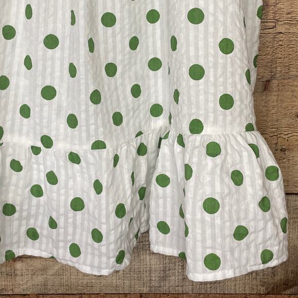 NEW ASOS Babydoll Peplum Tank Top White Green Polka Dot Size 6 - Picture 3 of 8